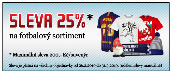 Sleva 25% na fotbalový sortiment